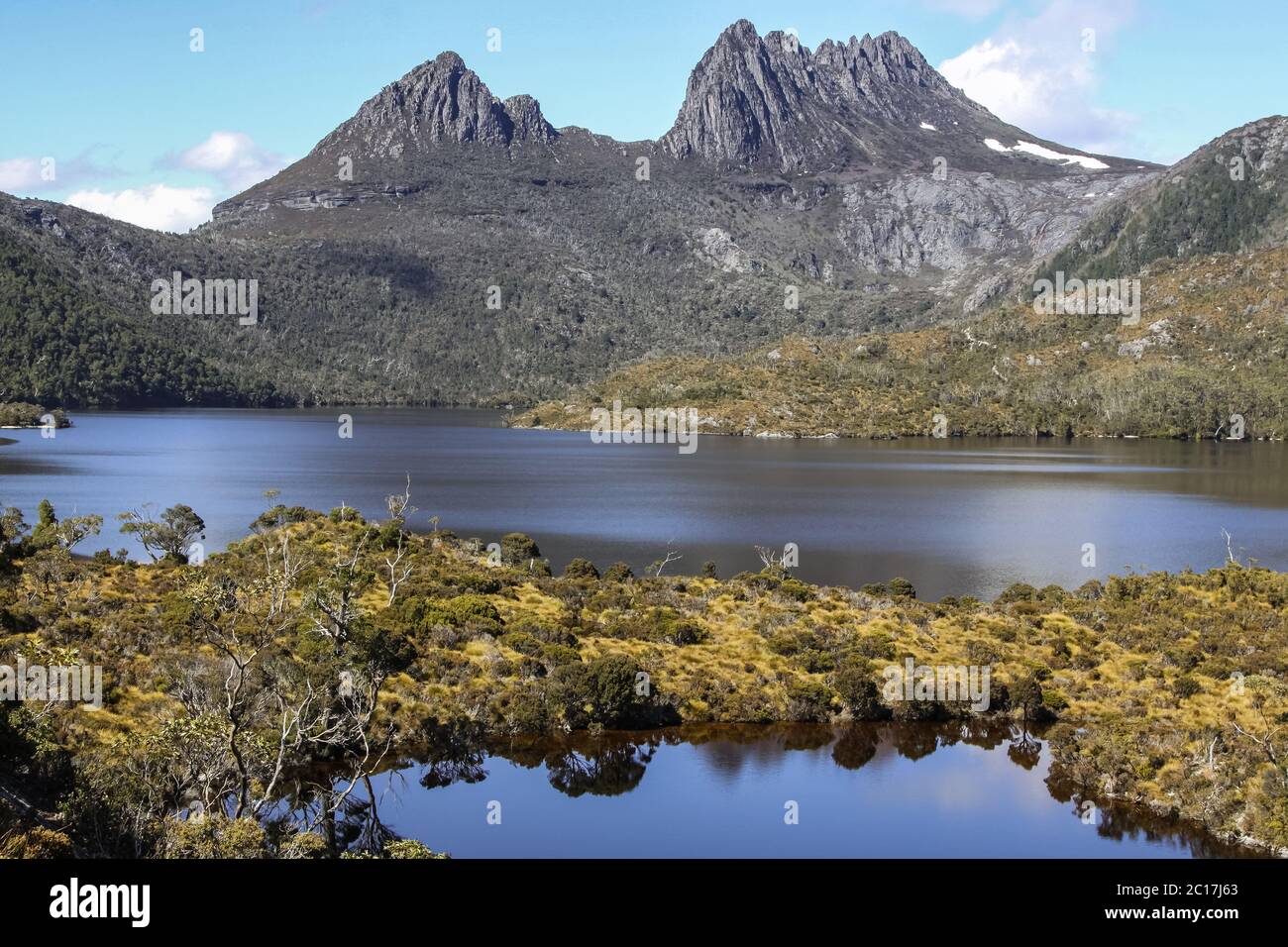 Schöne Bergwelt, Dove Lake, Cradle Mountain NP, Tasmanien Stockfoto