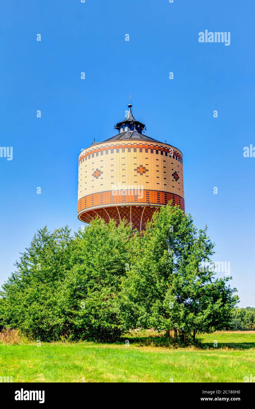 Klinker-Wasserturm in Mittweida, Deutschland Stockfoto