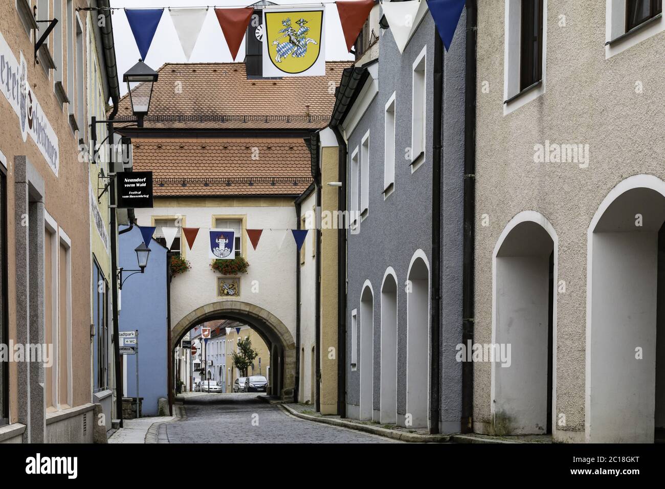 Stadt Neunburg vorm Wald, Hauptstraße in der Altstadt, Oberpfalz, Bayern, Deutschland Stockfoto