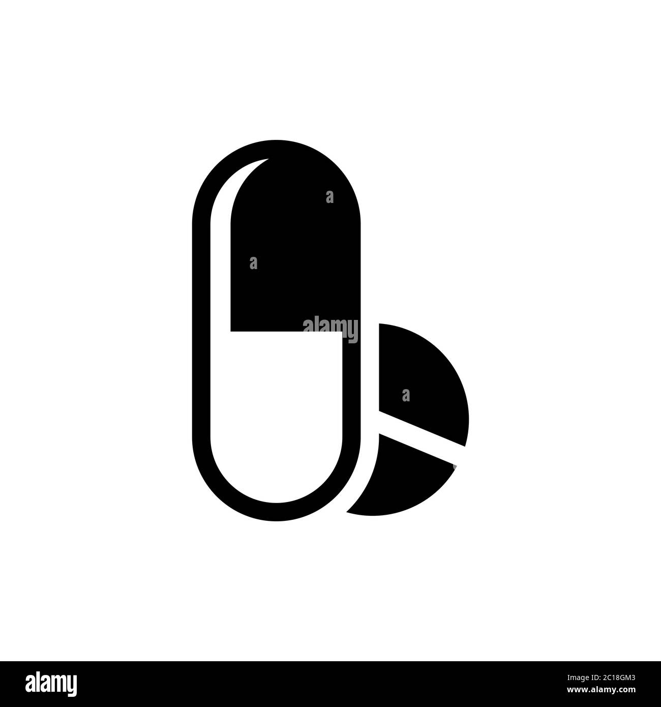 Einfache flache minimalistische Medizin von Pillen und Kapseln. Grafische Ressourcen für Basiselemente im Gesundheitswesen. Stock Vektor