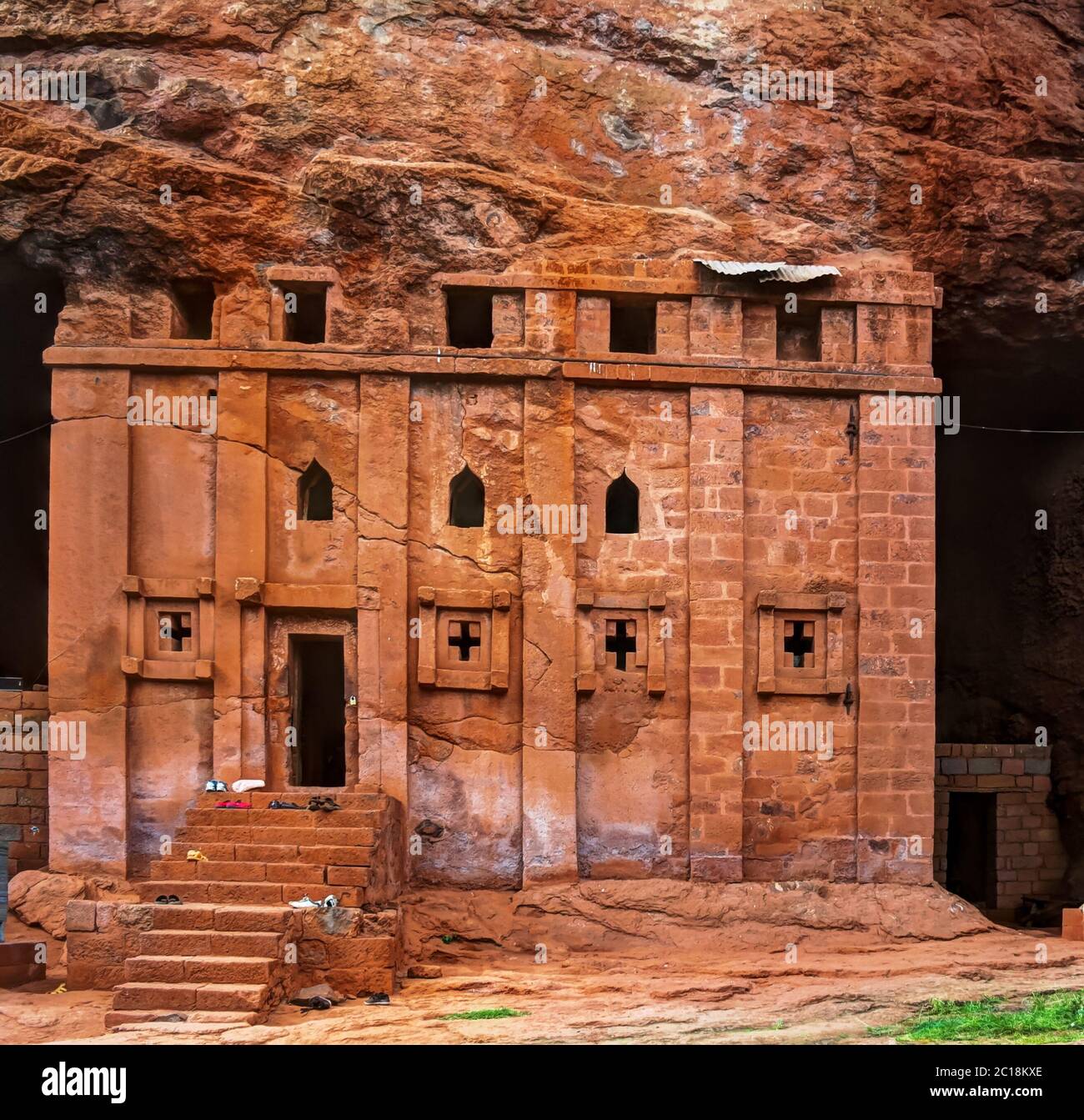 Bete Abba Libanos Rock-hewn Kirche, Lalibela Äthiopien Stockfoto