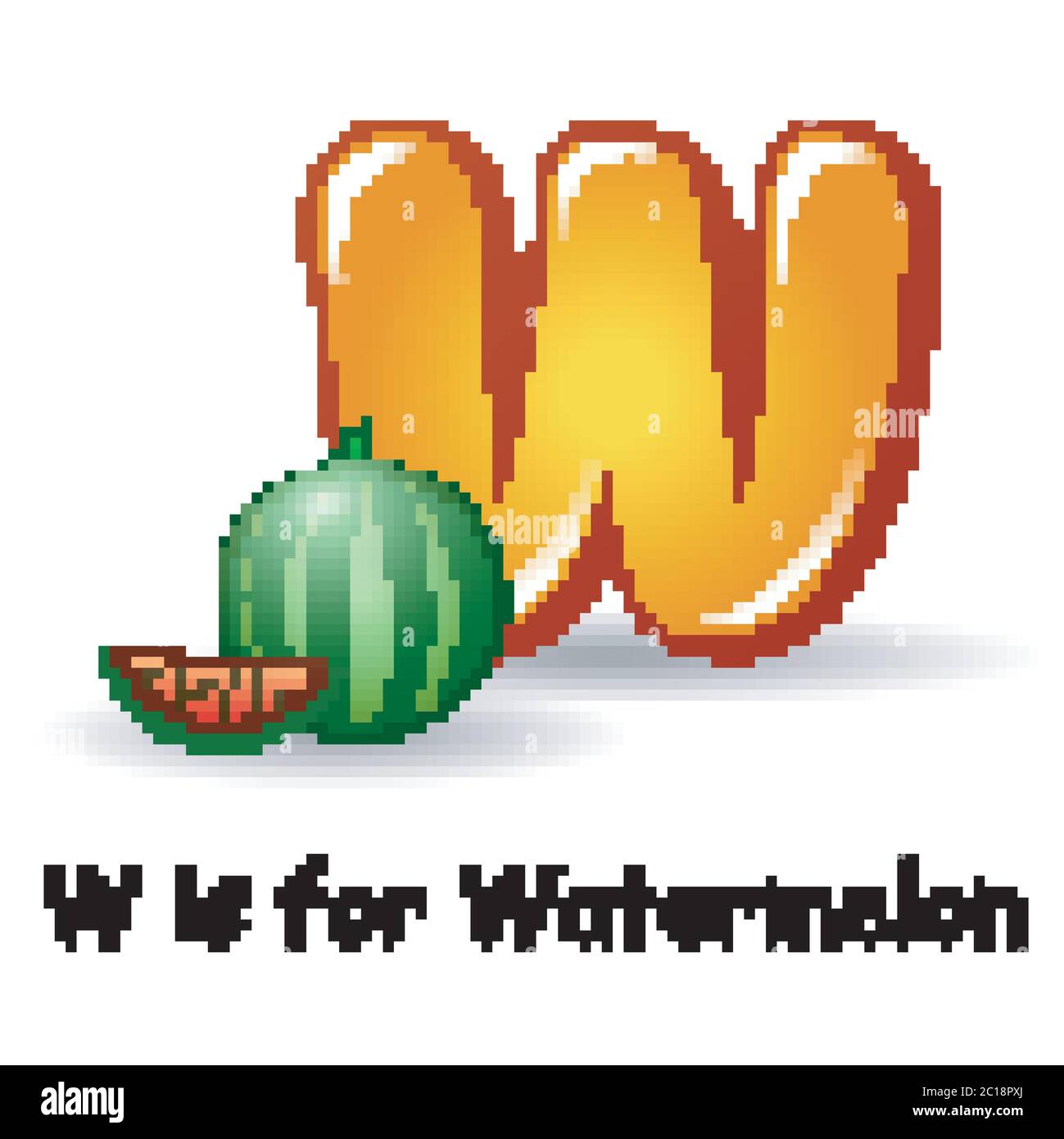 Obst-Alphabet, W ist für Wassermelone Stock Vektor
