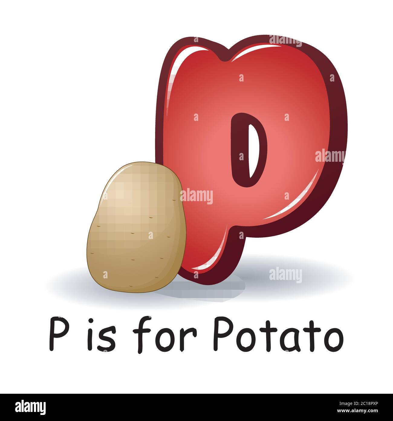 Gemüse Alphabet: P ist für Kartoffeln Stock Vektor