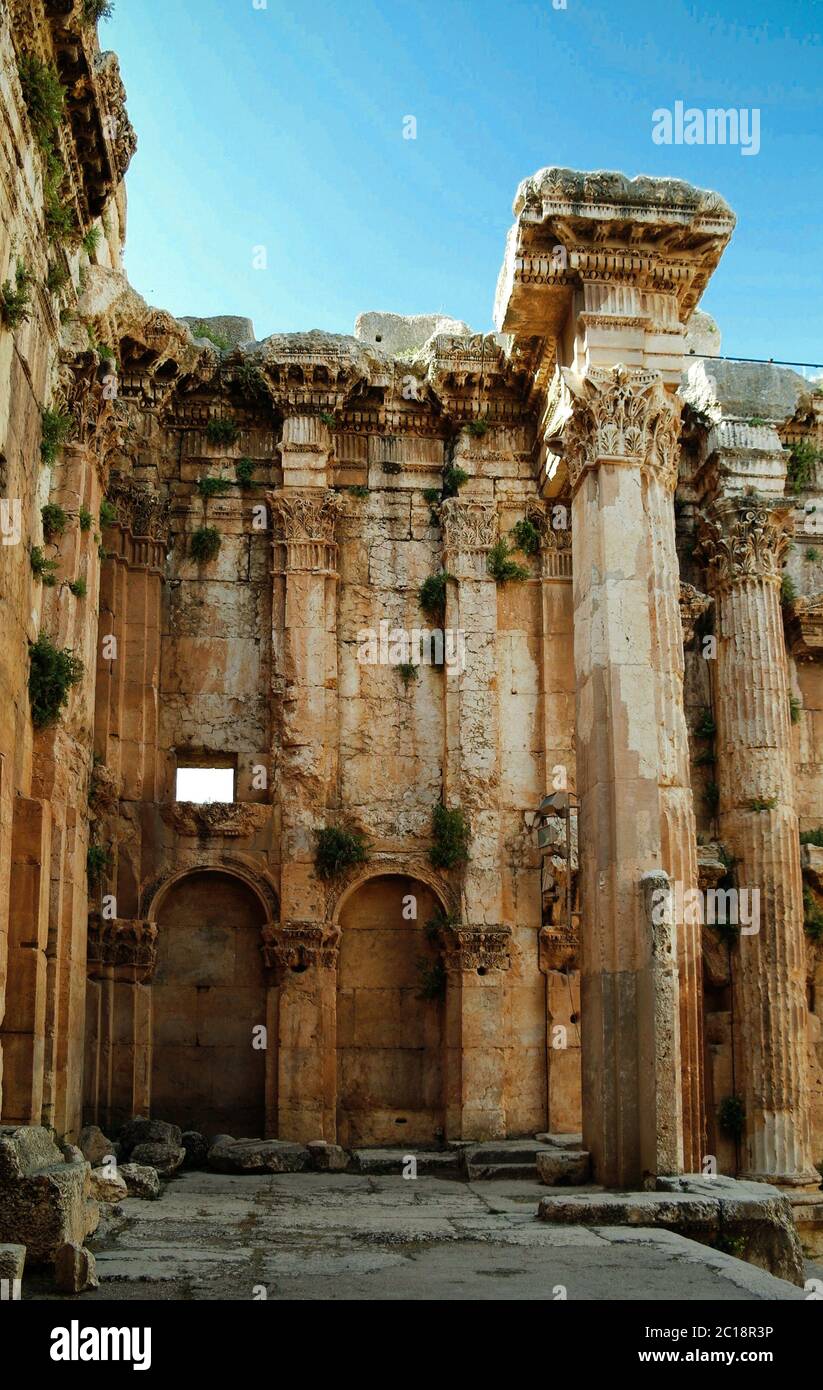 Ruinen von Bacchus Tempel in Baalbek, Bekaa-tal, Libanon Stockfoto