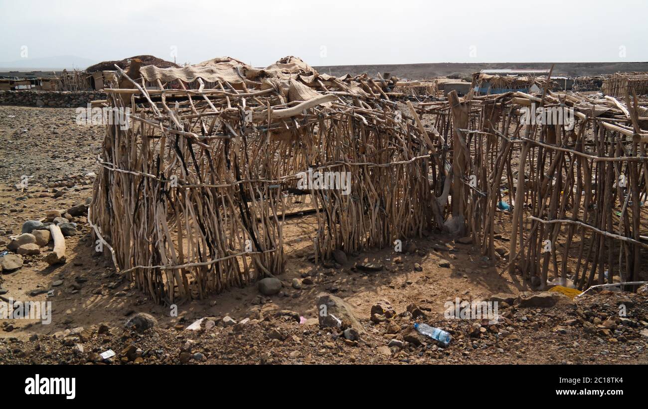 Campingplatz in der Nähe von Dallol Vulkan, Danakil, Afar, Äthiopien Stockfoto