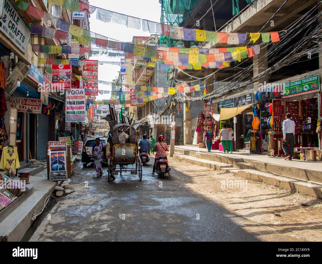 Belebte Straße in Kathmandu, Nepal Stockfoto