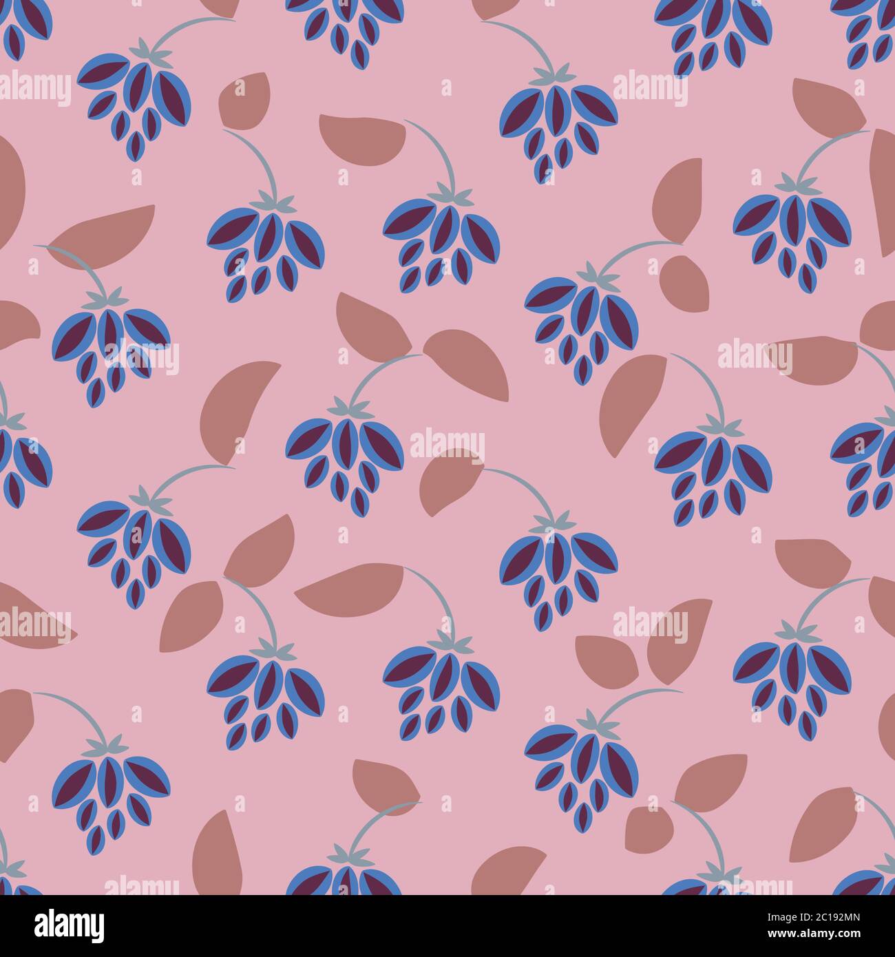 Hängende blaue Blumen nahtlose Vektor-Muster Stock Vektor