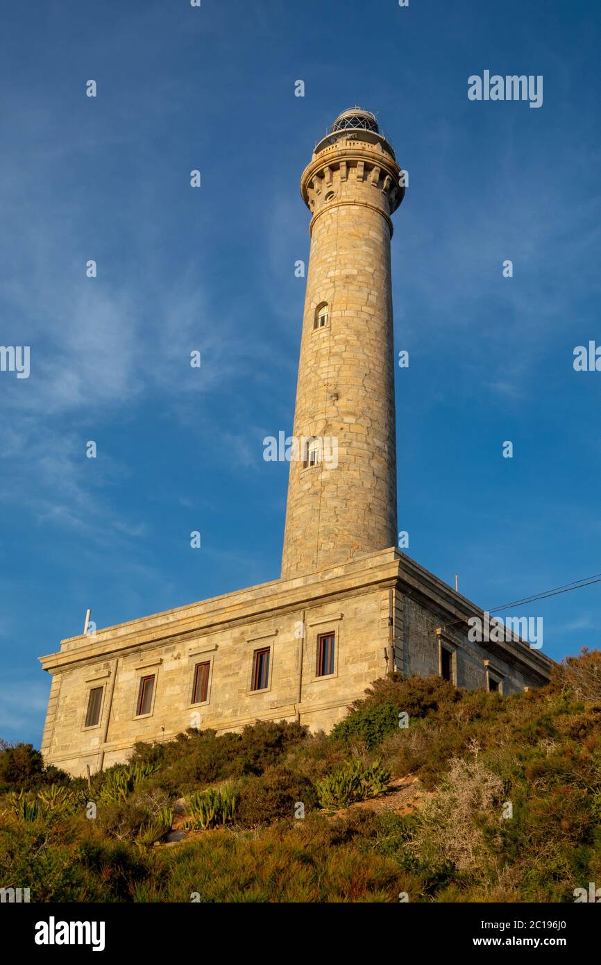 Leuchtturm von Cabo de Palos (erbaut 1865) in der Nähe der Manga in Mar Menor, Spanien Stockfoto