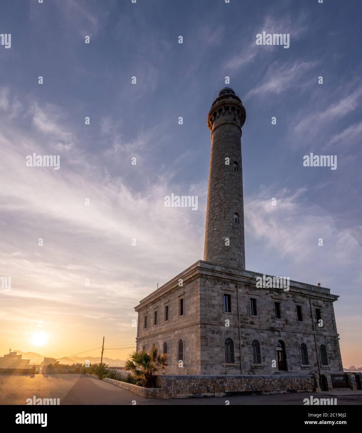 Leuchtturm von Cabo de Palos (erbaut 1865) in der Nähe der Manga in Mar Menor, Spanien Stockfoto
