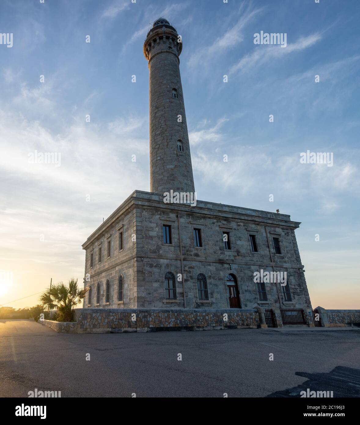 Leuchtturm von Cabo de Palos (erbaut 1865) in der Nähe der Manga in Mar Menor, Spanien Stockfoto