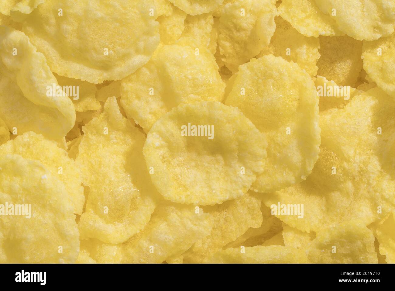 Nahaufnahme und Muster einiger Cornflakes Stockfoto