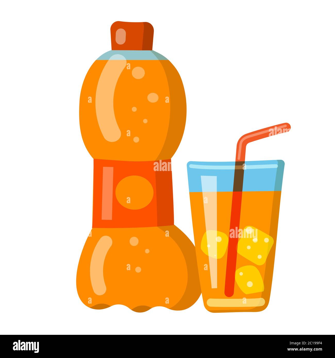 Abbildung des Symbols für Orangensoda mit Limonade und Getränk Stock Vektor