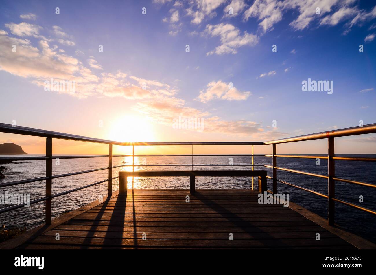 Sunrise-Pier Stockfoto