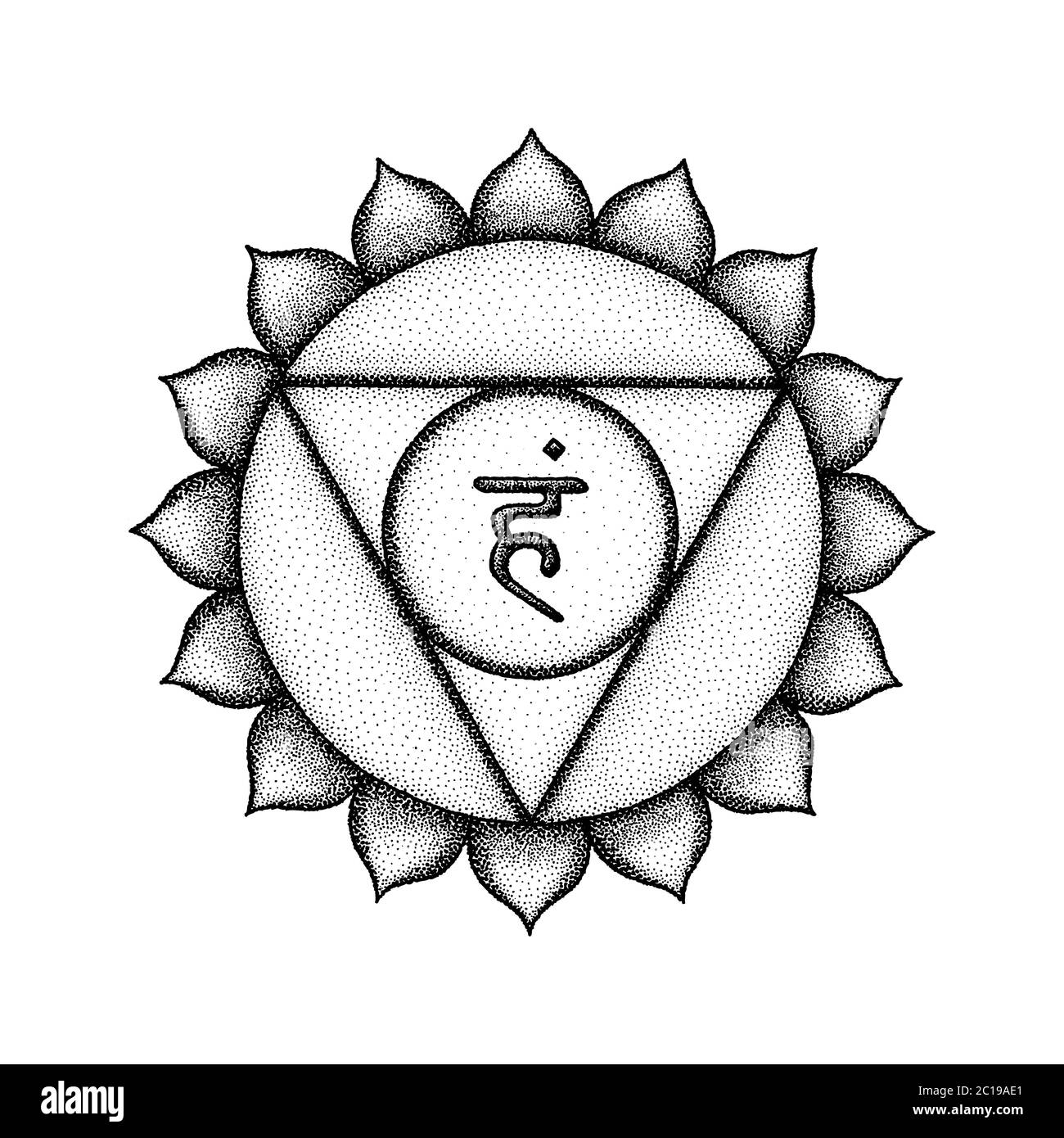 Handgezeichnete Chakra Vishuddha Illustration Stockfoto