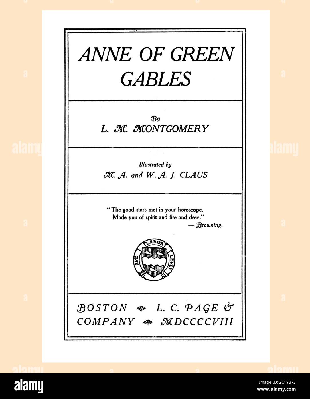 Montgomery L M Anne von Green Gables Titelseite aktualisiert und zurückgesetzt Stockfoto