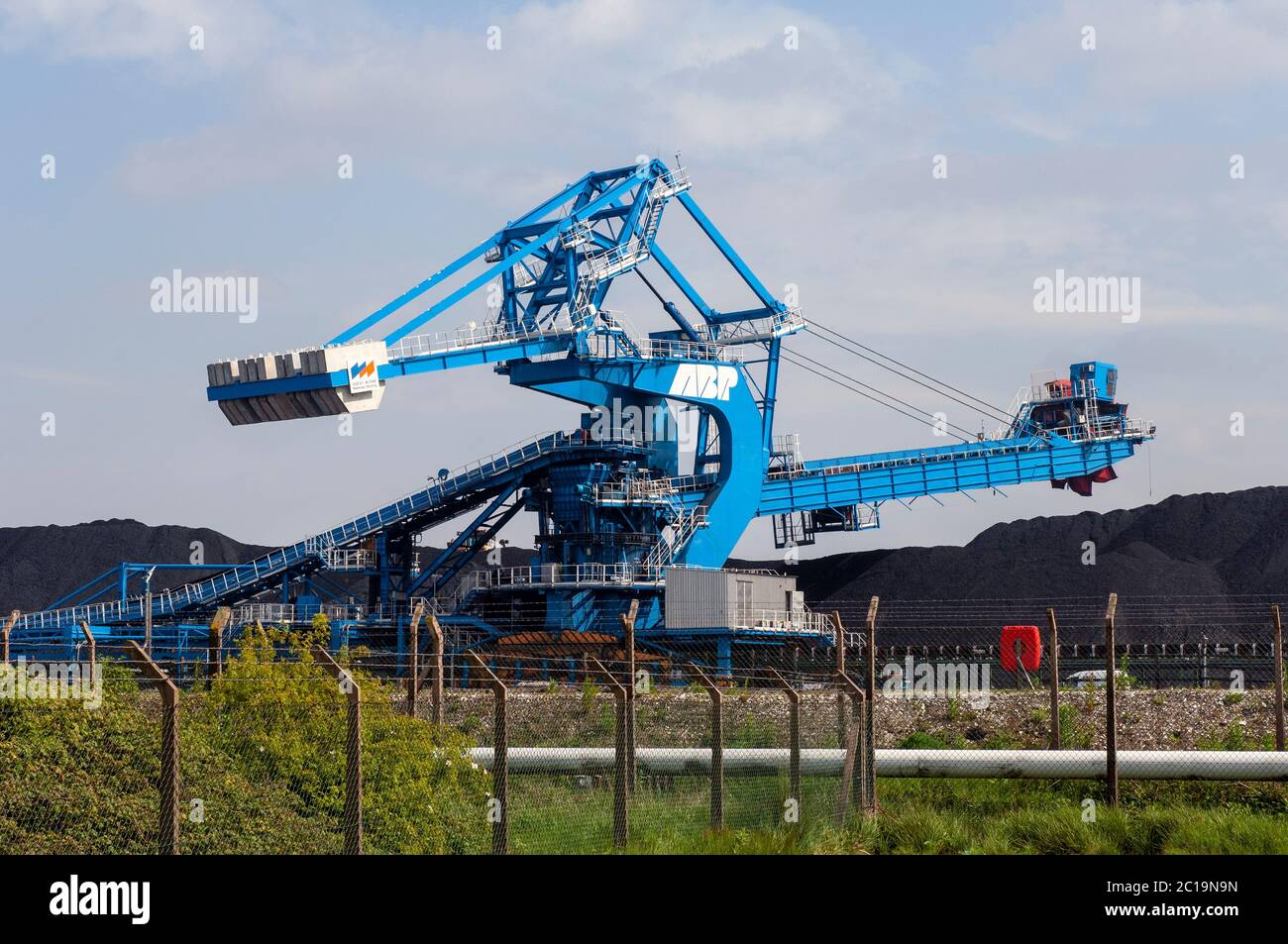 ABP Immingham Bulk Terminal mit Voest-Alpine Material Handling Equipment, Immingham, Humberside, Lincolnshire, England, UK Stockfoto