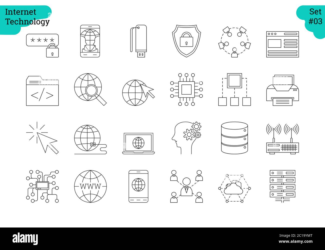 Linear Icon Set 3 - INTERNET DER DINGE Stock Vektor