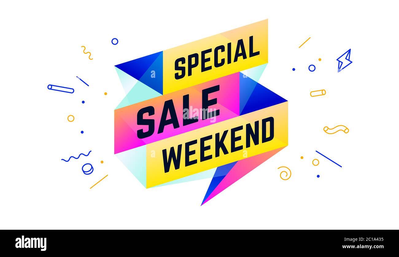 Sonderangebot Wochenende. 3d-Sale-Banner mit Text Special Sale Weekend Stock Vektor