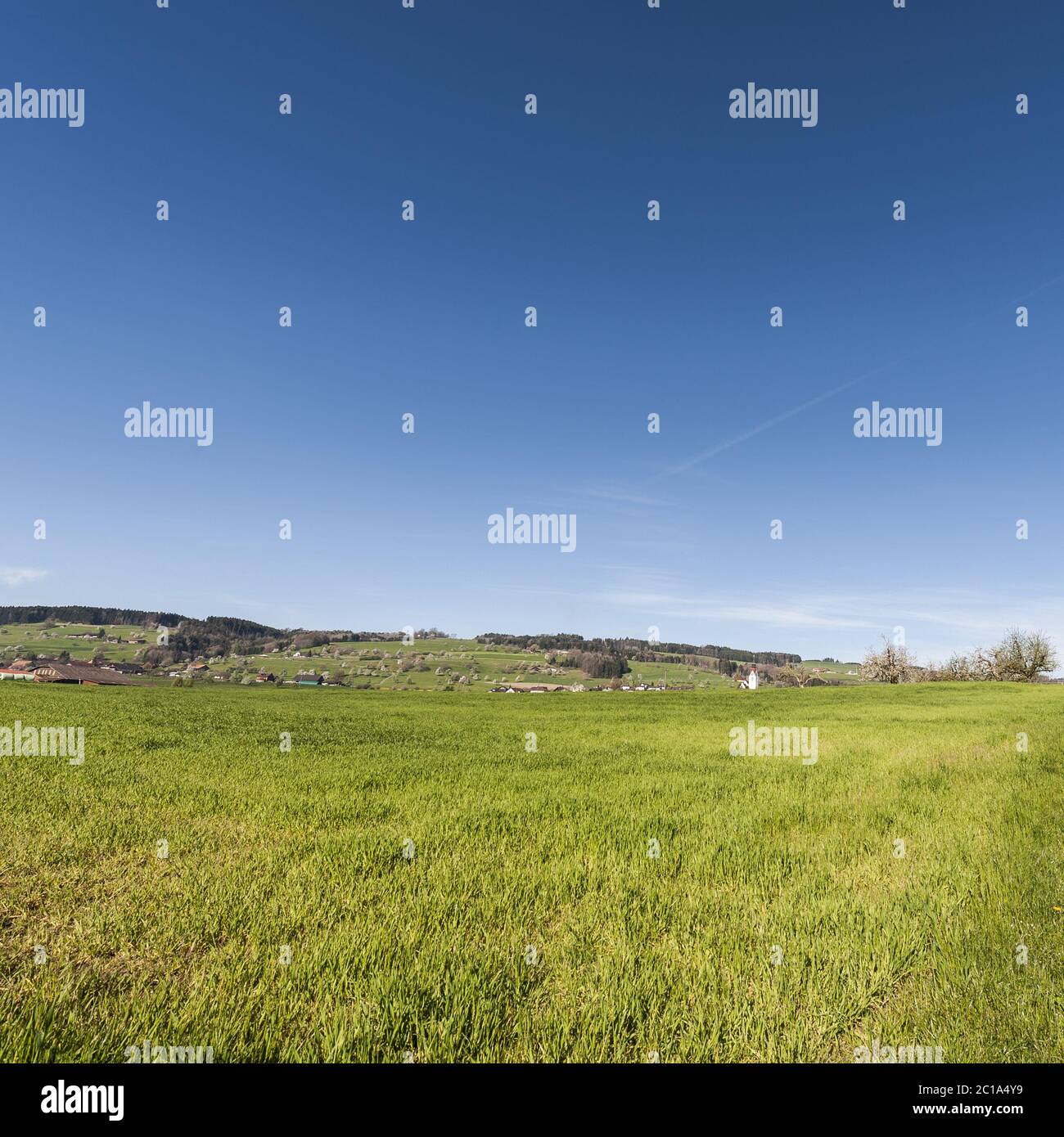 Schweizer Landschaft mit Wiesen Stockfoto Schweizer Landschaft mit Wiesen Stockfoto