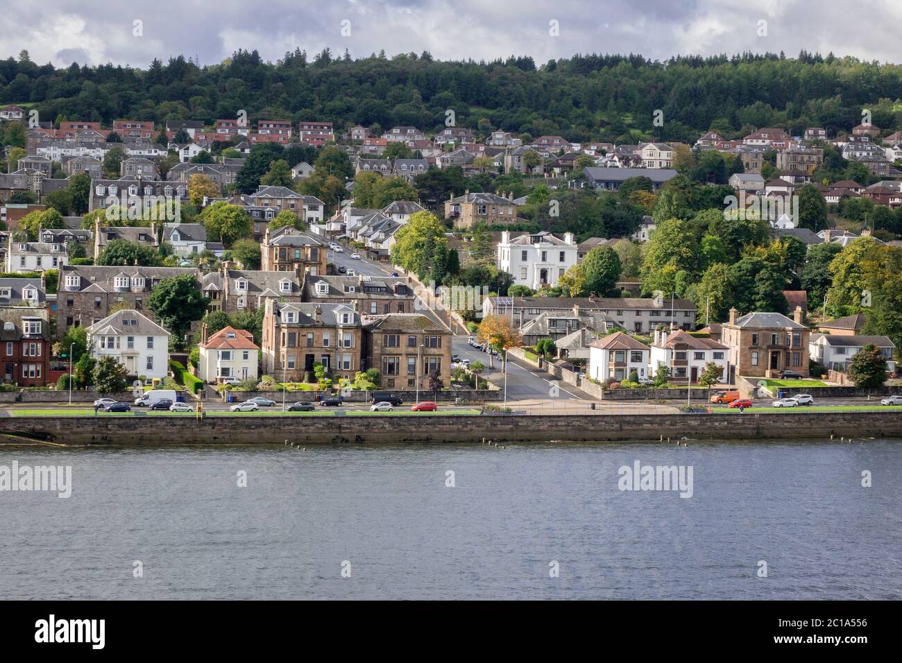 Häuser An Der Esplanade Waterfront In Greenock Scotland Aerial View Stockfoto