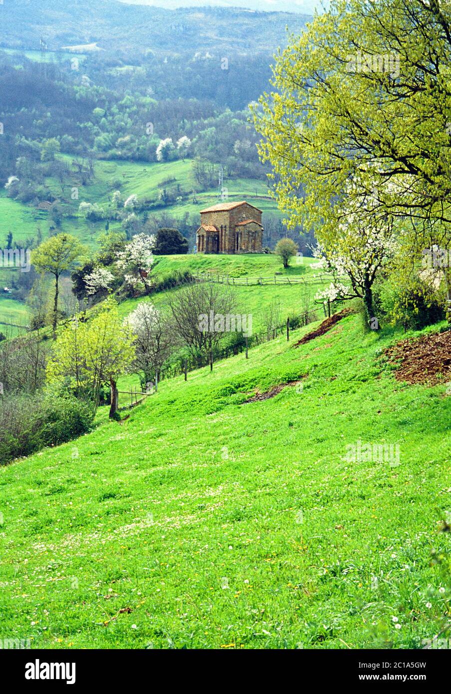 Santa Cristina de Lena vorromanische Kirche. Pola de Lena, Asturien, Spanien. Stockfoto