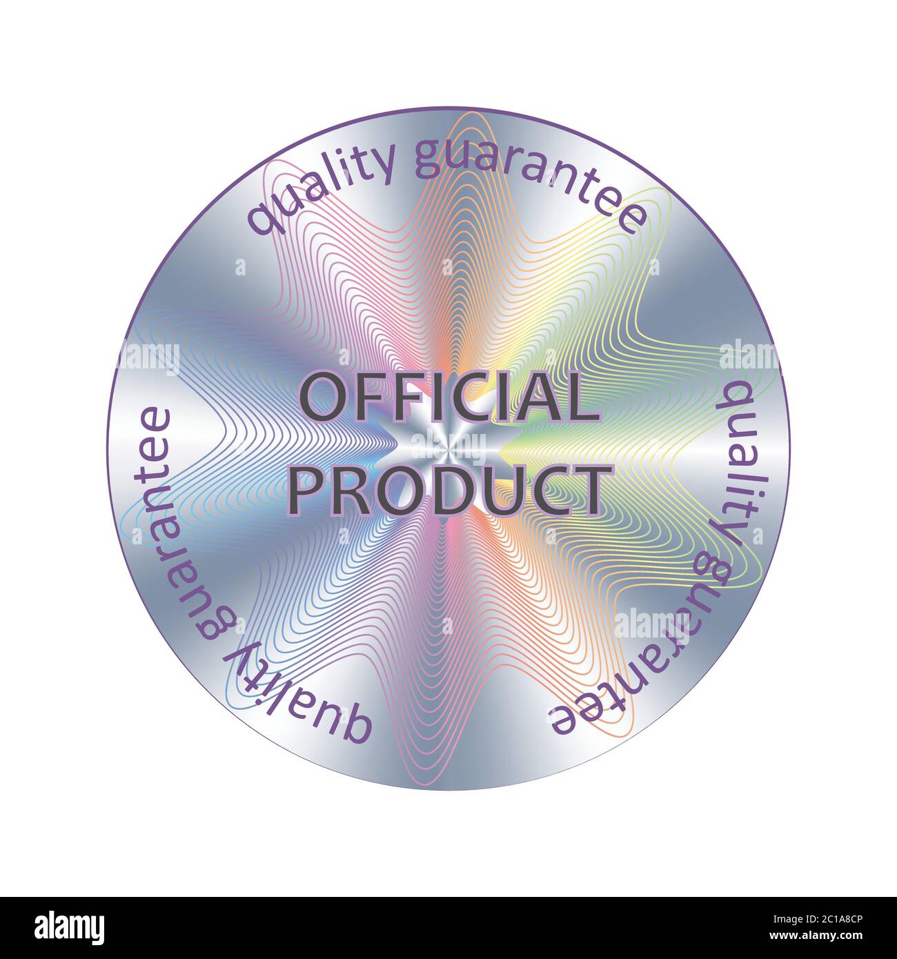 Offizieller Produkt Kreis Hologramm Aufkleber. Vector offizielle Versicherung, Siegel, Stempel, Garantie für Etikettendesign Stock Vektor