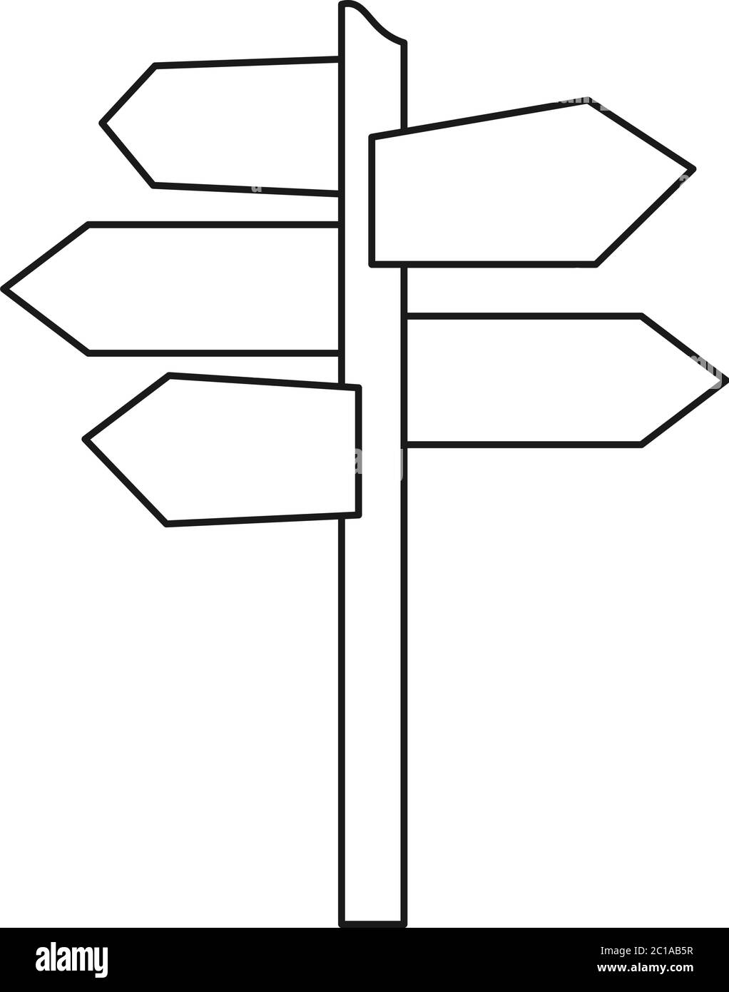 Linienkunst schwarz-weiß Wegweiser Stock Vektor
