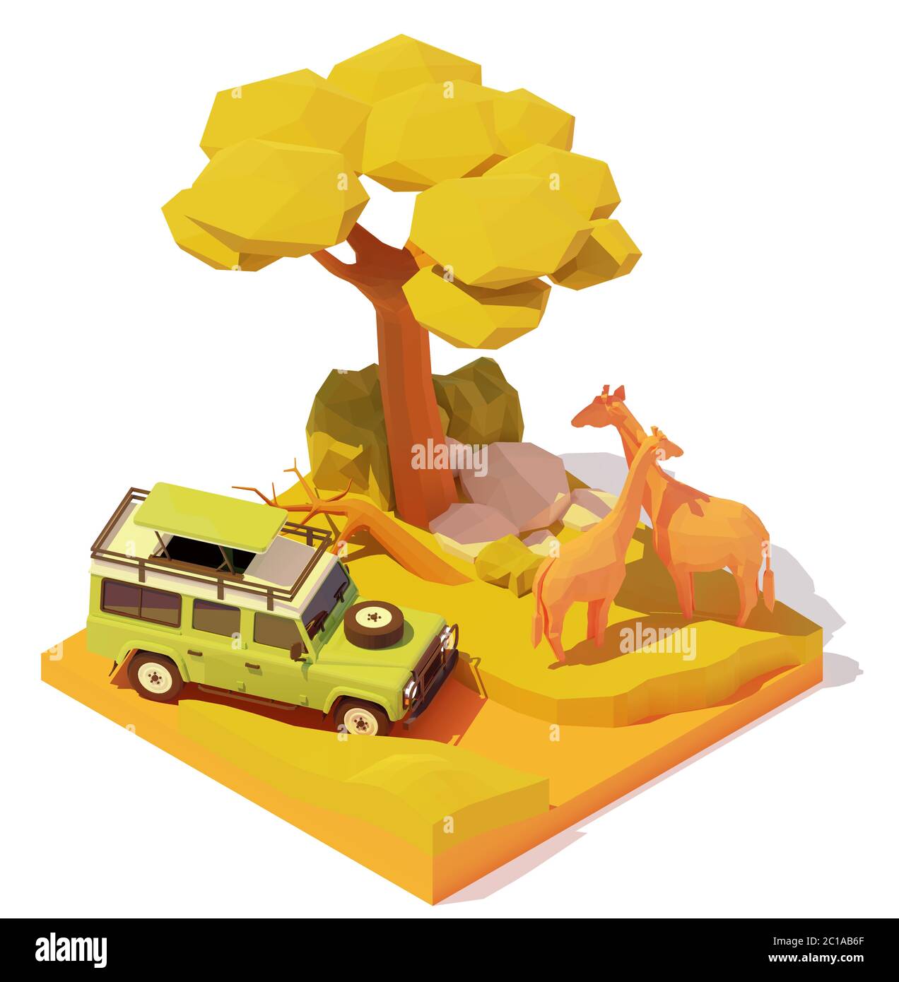 Vektor isometrische Afrika Safari Abenteuer Stock Vektor