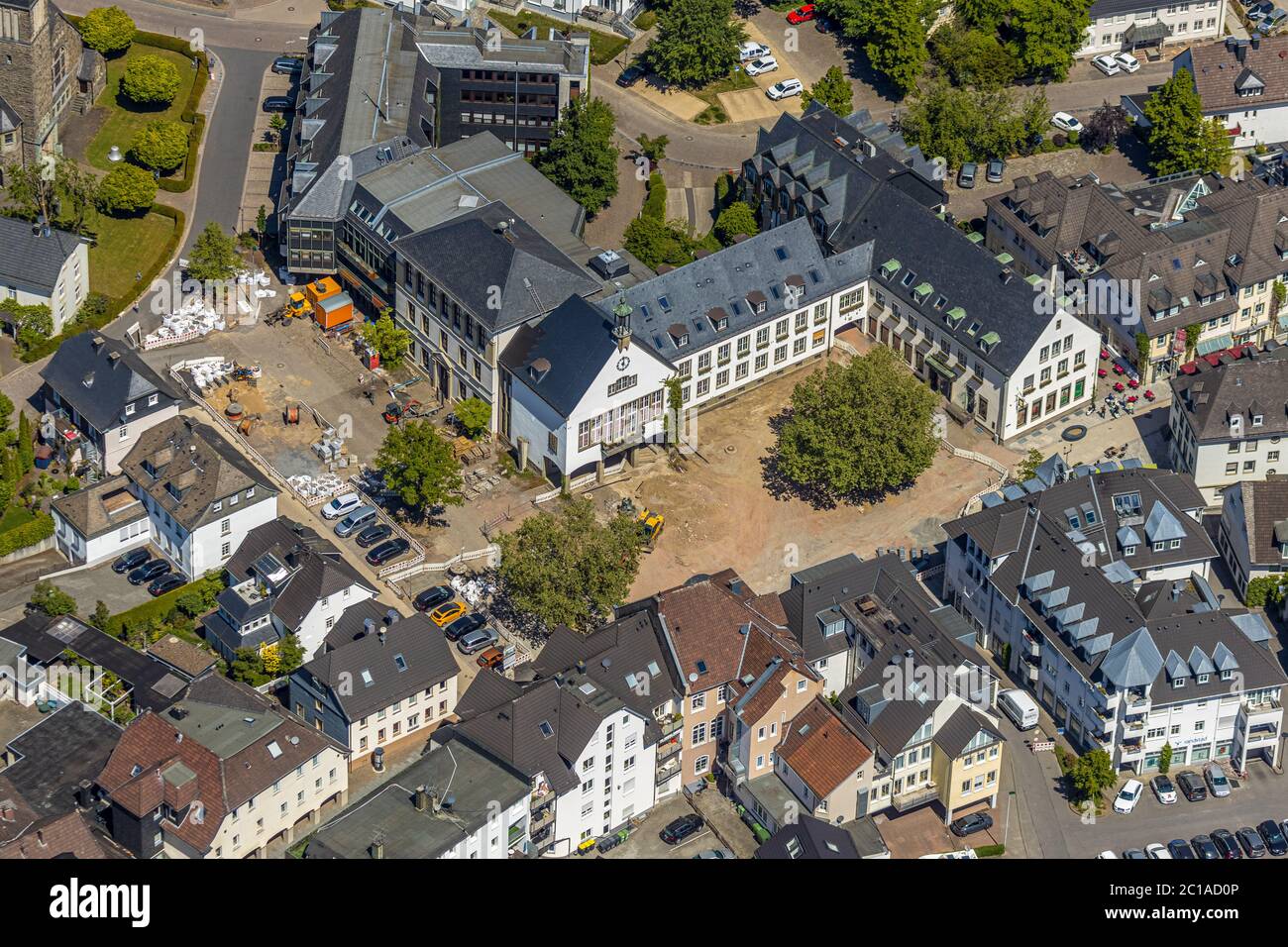 Luftaufnahme, Rathaus Attendorn, Sparkasse, Baustelle, Attendorn ...