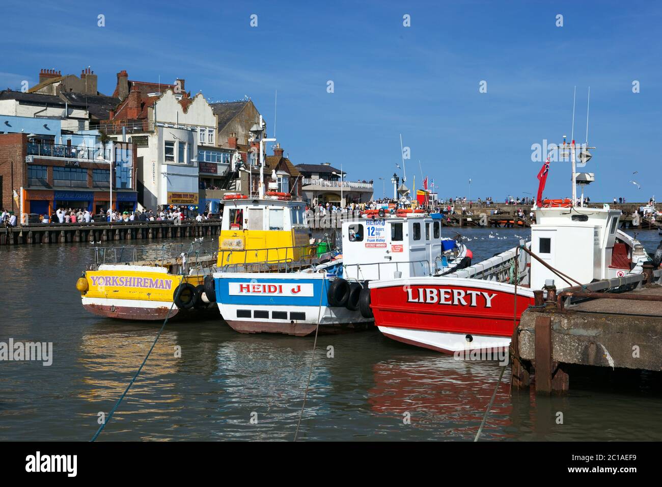 Fischerboote in Hafen, Bridlington, East Riding of Yorkshire, England, Vereinigtes Königreich, Europa Stockfoto