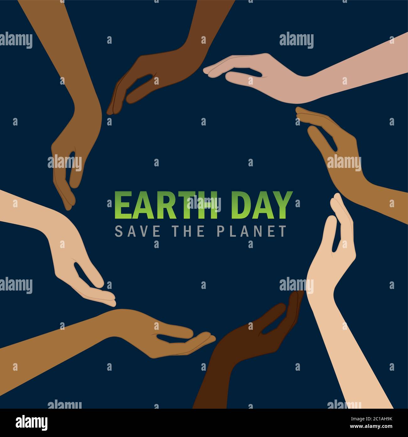 Menschliche Hände mit verschiedenen Hautfarben bilden einen Kreis für Earth Day Vektorgrafik EPS10 Stock Vektor