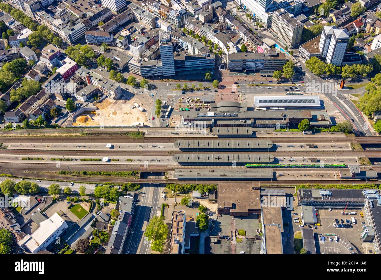 Luftaufnahme, Bochum Hauptbahnhof, Abbruch der Parkgarage P7, Baustelle für neue Parkgarage, Bochum, Ruhrgebiet, Nordrhein-Westph Stockfoto