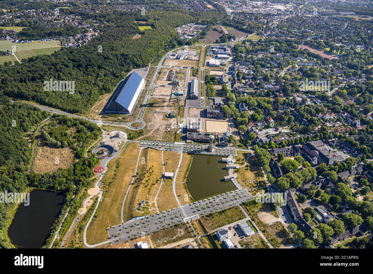 , Luftbild, ehemaliges Kohlebergwerk Lohberg, Kraftwerk Lohberg, Windturm, Wasserturm, Lohbergwerk, Hünxer Straße, Lohber Stockfoto