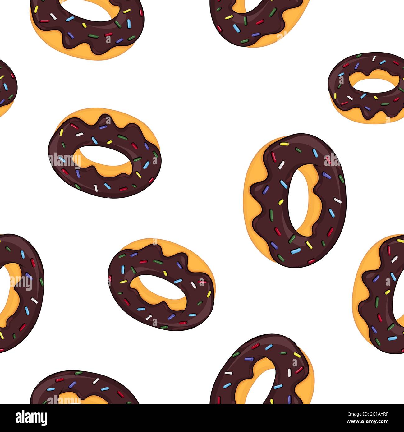Donuts mit Schokoladenfrosting. Nahtloses Muster Stock Vektor