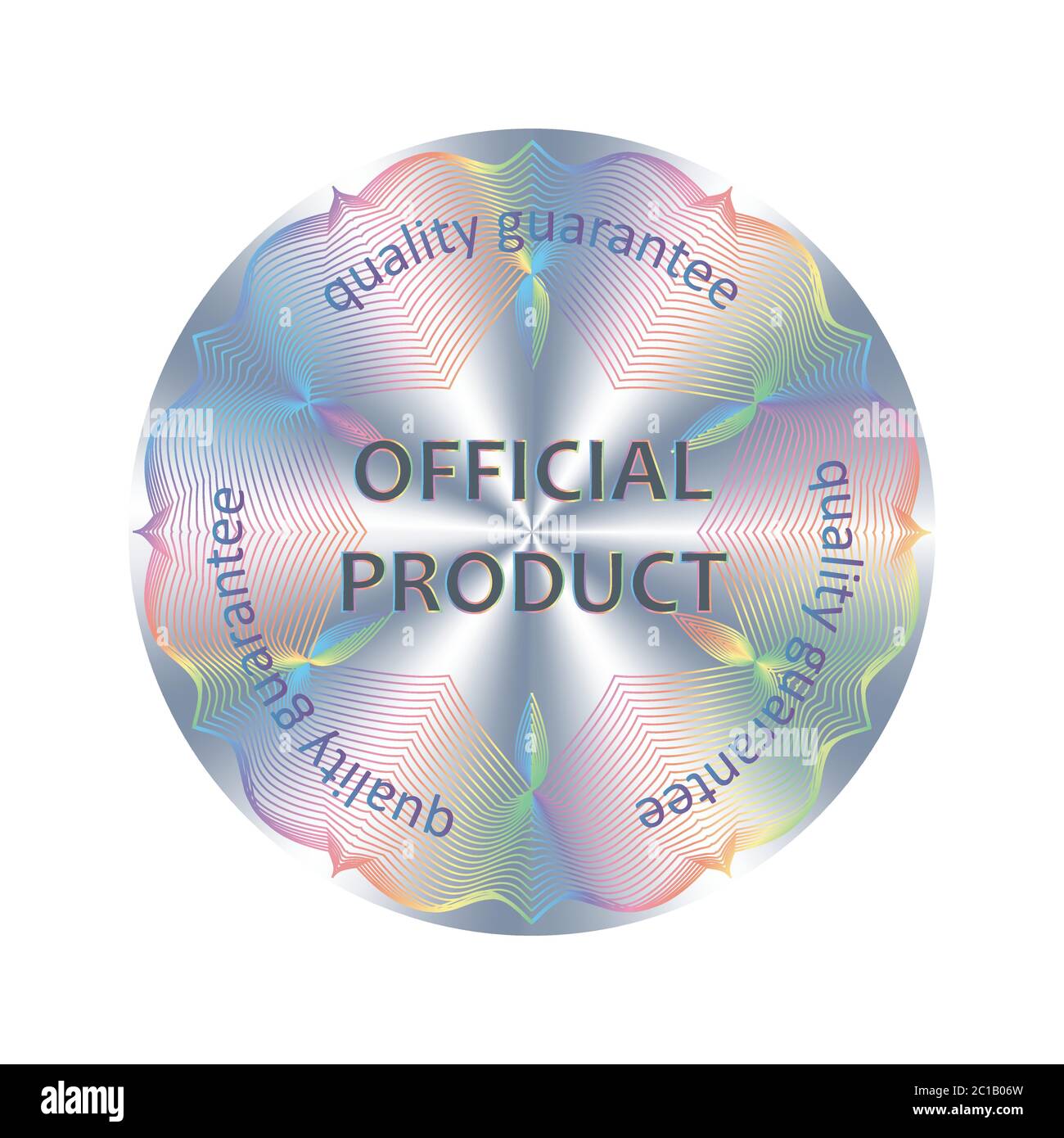 Official product round hologram sticker. Vector sticker, bage, award, sign for label design Stock Vektor