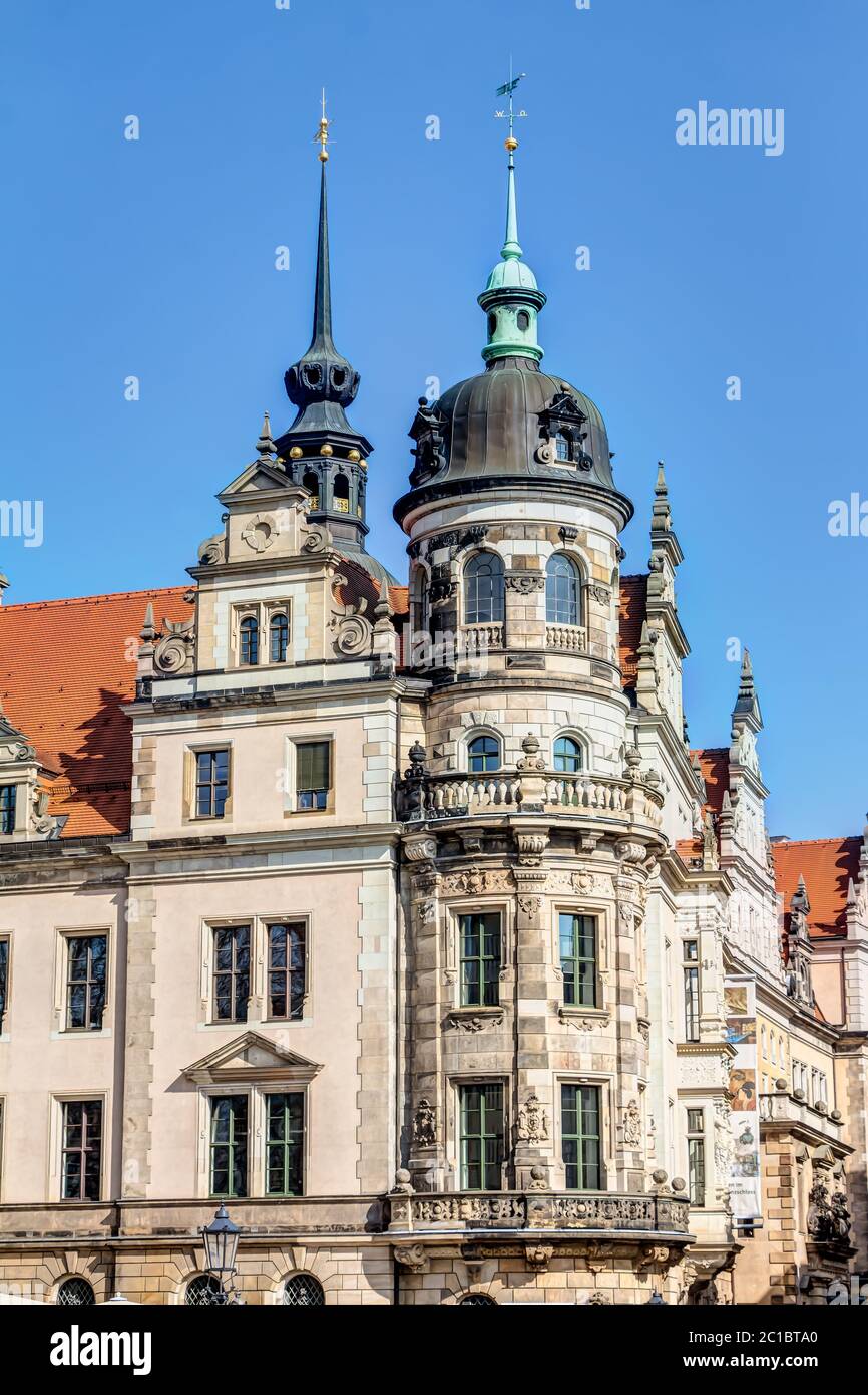 Das Dresdner Schloss in der historischen Altstadt von Dresden, Deutschland - Barockarchitektur Stockfoto