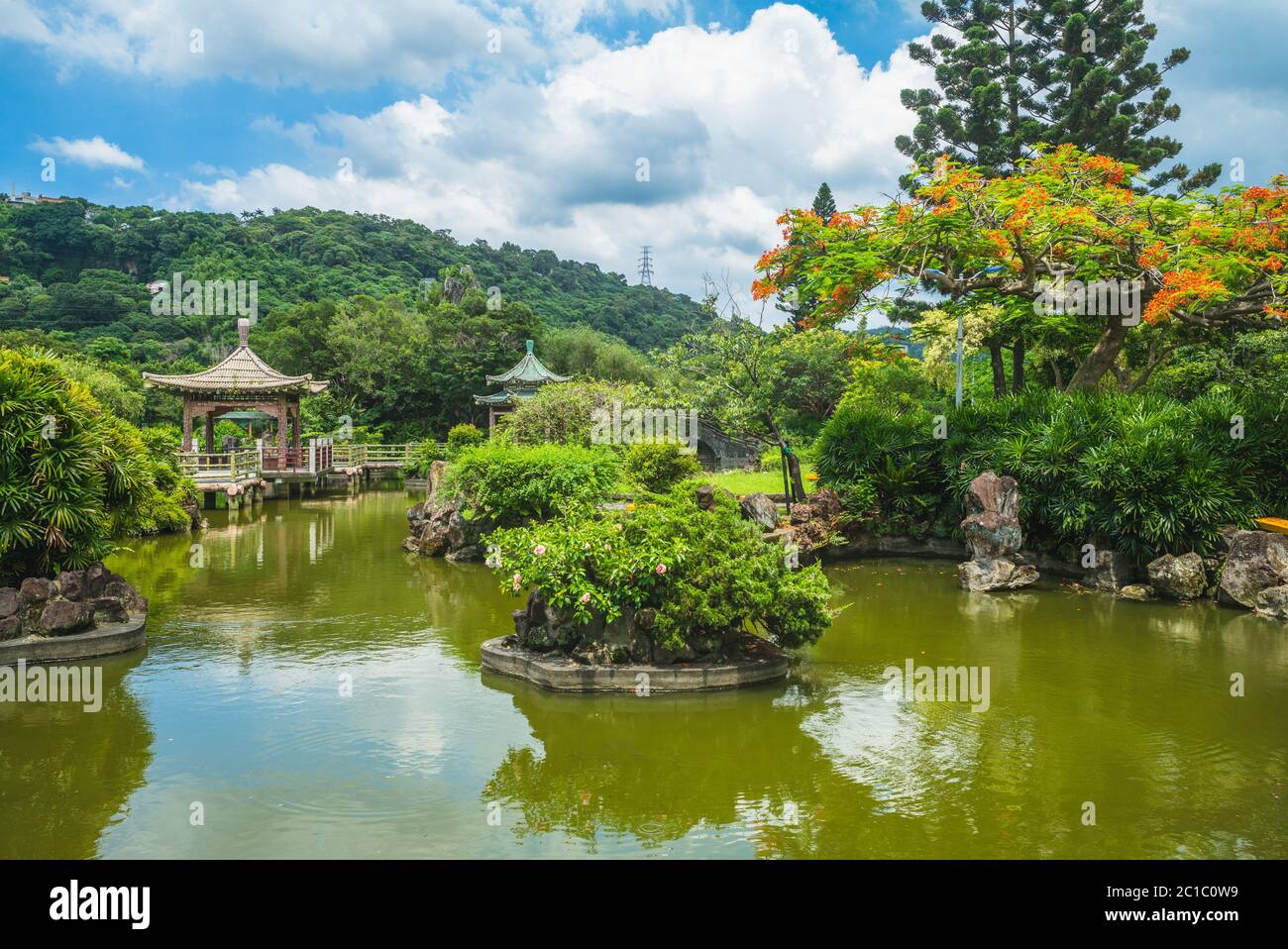 Landschaft des Shuangxi Parks und des Chinesischen Gartens in taipei, taiwan Stockfoto