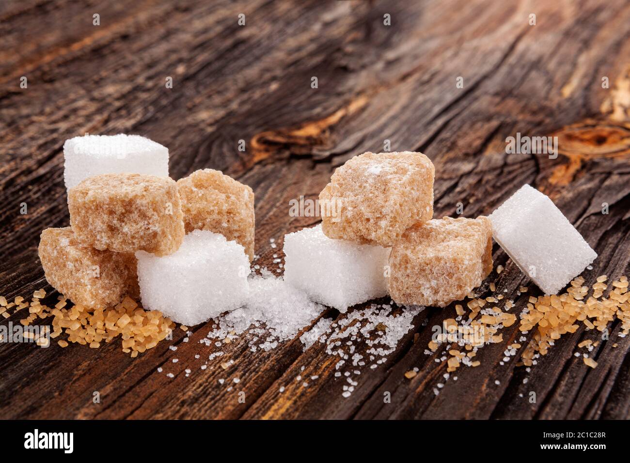 Kristallzucker-Würfel. Stockfoto