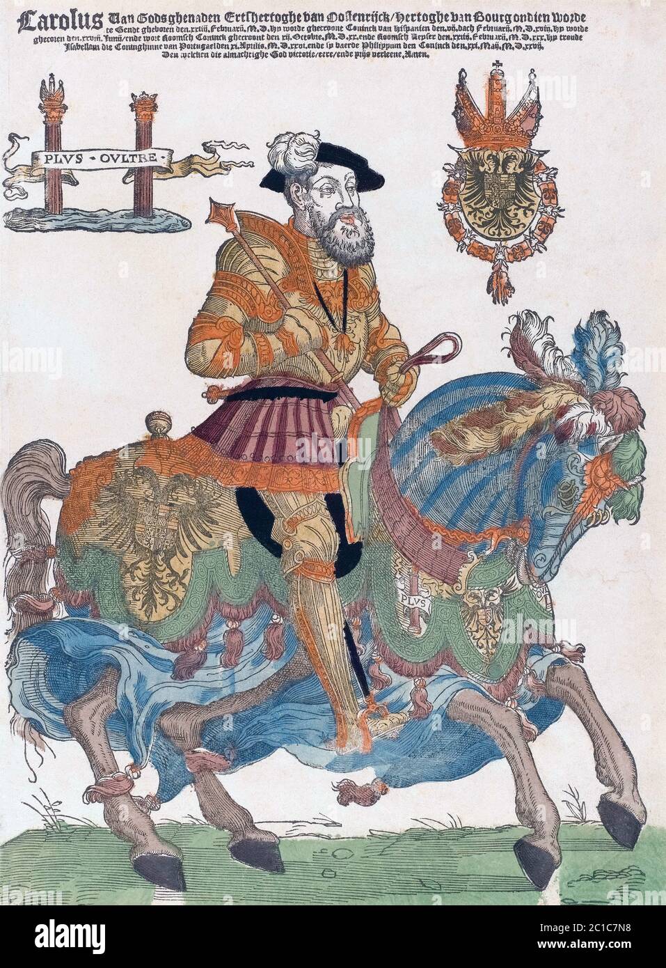 Charles V., 1500-1558. Kaiser des Heiligen Römischen Reiches. Carlos V. König von Spanien als Karl I. Carlos I. nach einem Werk möglicherweise von Cornelis Anthonisz. Stockfoto