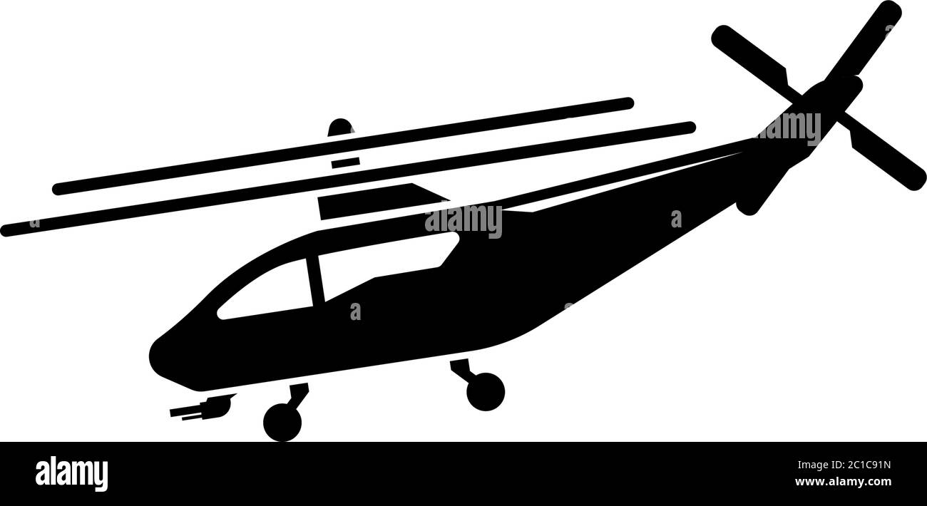 Hubschrauber, Flugtransport, Luftfahrt. Abbildung des Symbols für flache Vektorgrafik. Einfaches schwarzes Symbol auf weißem Hintergrund. Hubschrauber, Fly Transport, Luftfahrt Zeichen Stock Vektor