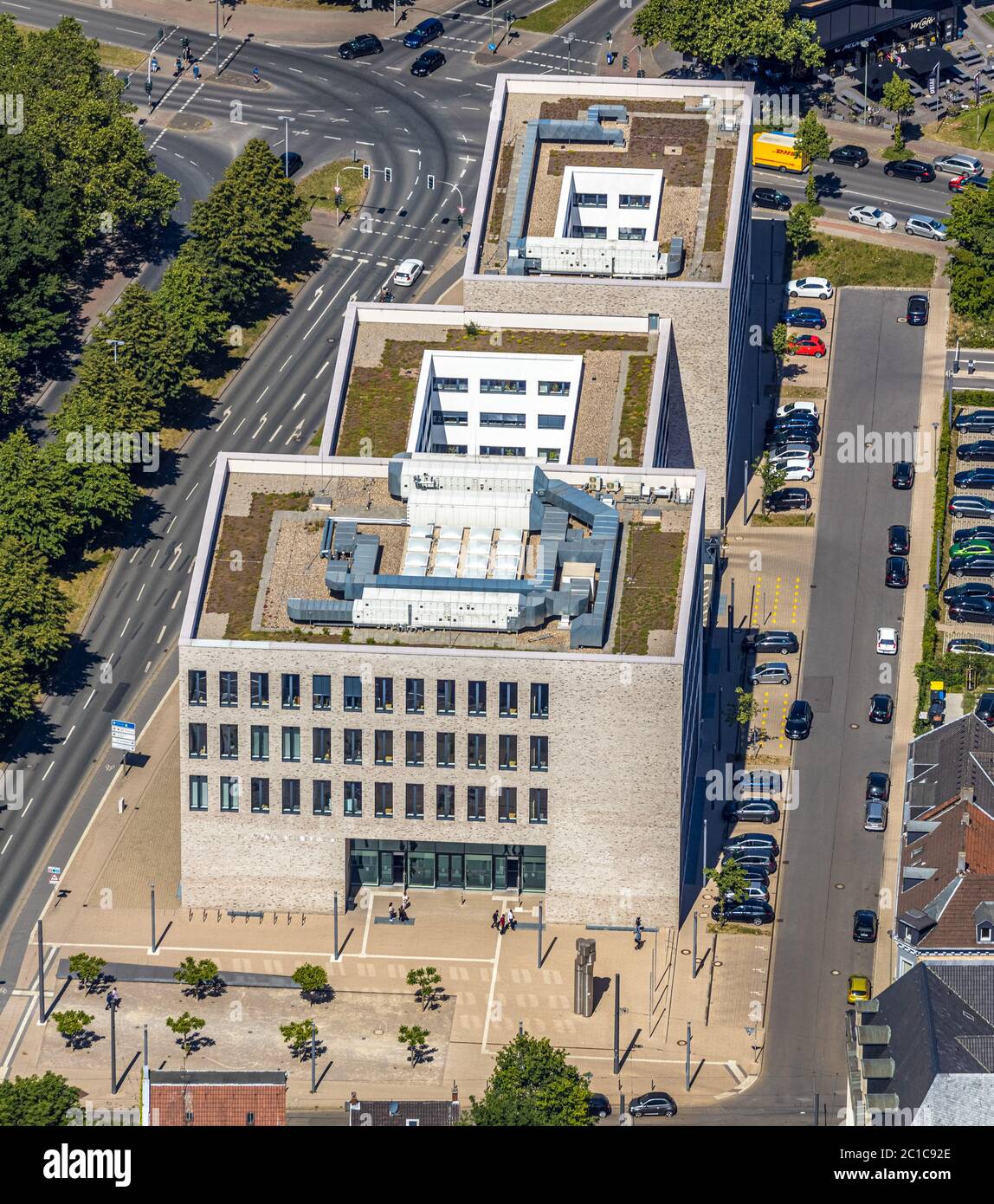 Luftaufnahme, Justizzentrum Gelsenkirchen, Amtsgericht, Arbeitsgericht, Sozialgericht, Ückendorf, Gelsenkirchen, Ruhrgebiet, Nordrhein-Westfalen Stockfoto