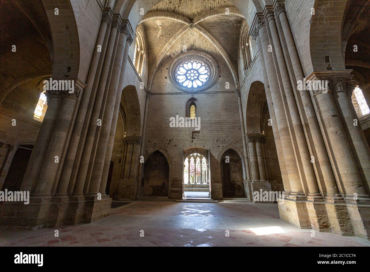 Innenraum der alten Kathedrale von Lleida, Lleida, Catedral de Santa Maria de la Seu Vella, Katalonien, Spanien Stockfoto