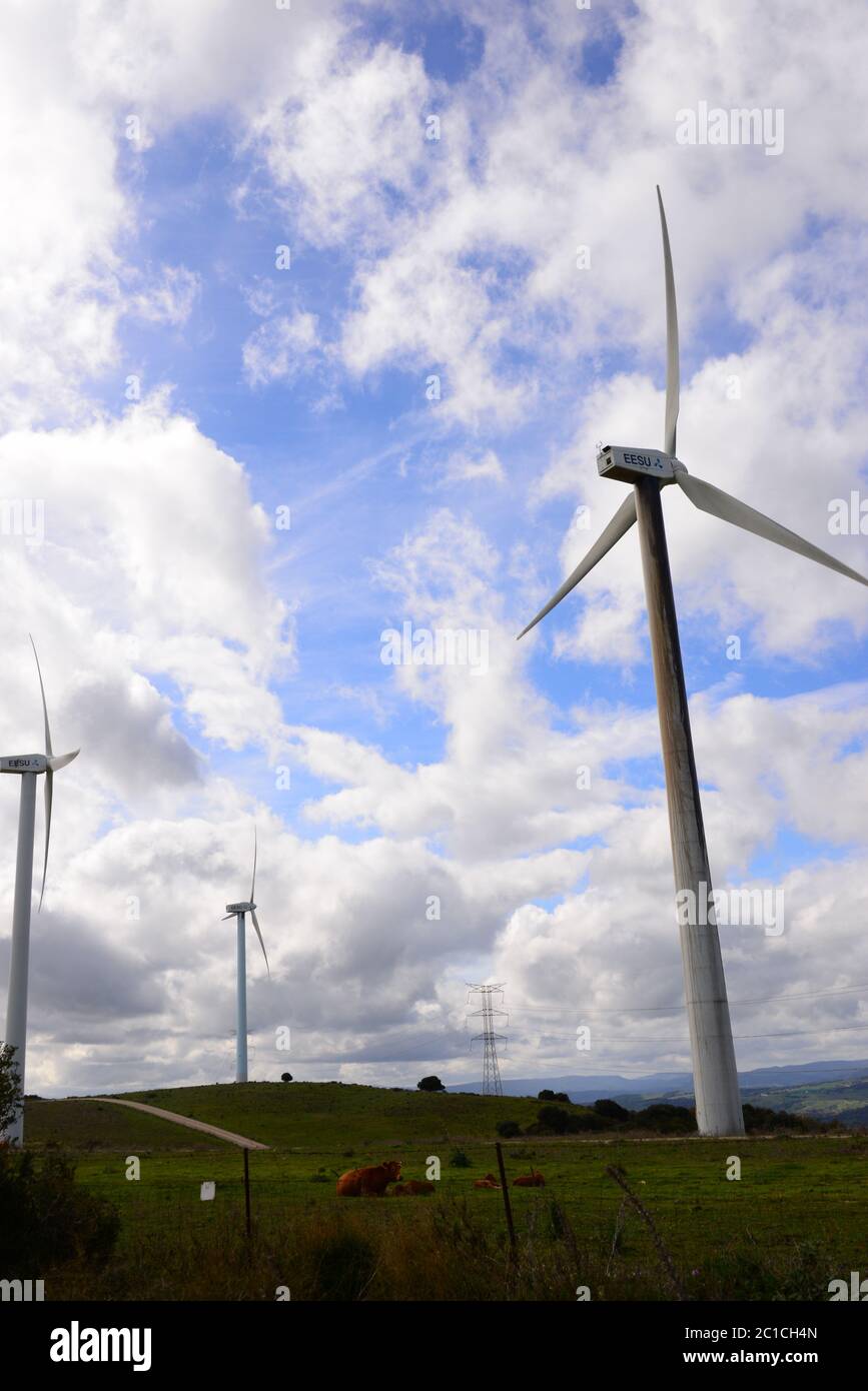Windturbinen in Spanien, Windenergie, Windturbine, Windgenerator, Energie Stockfoto