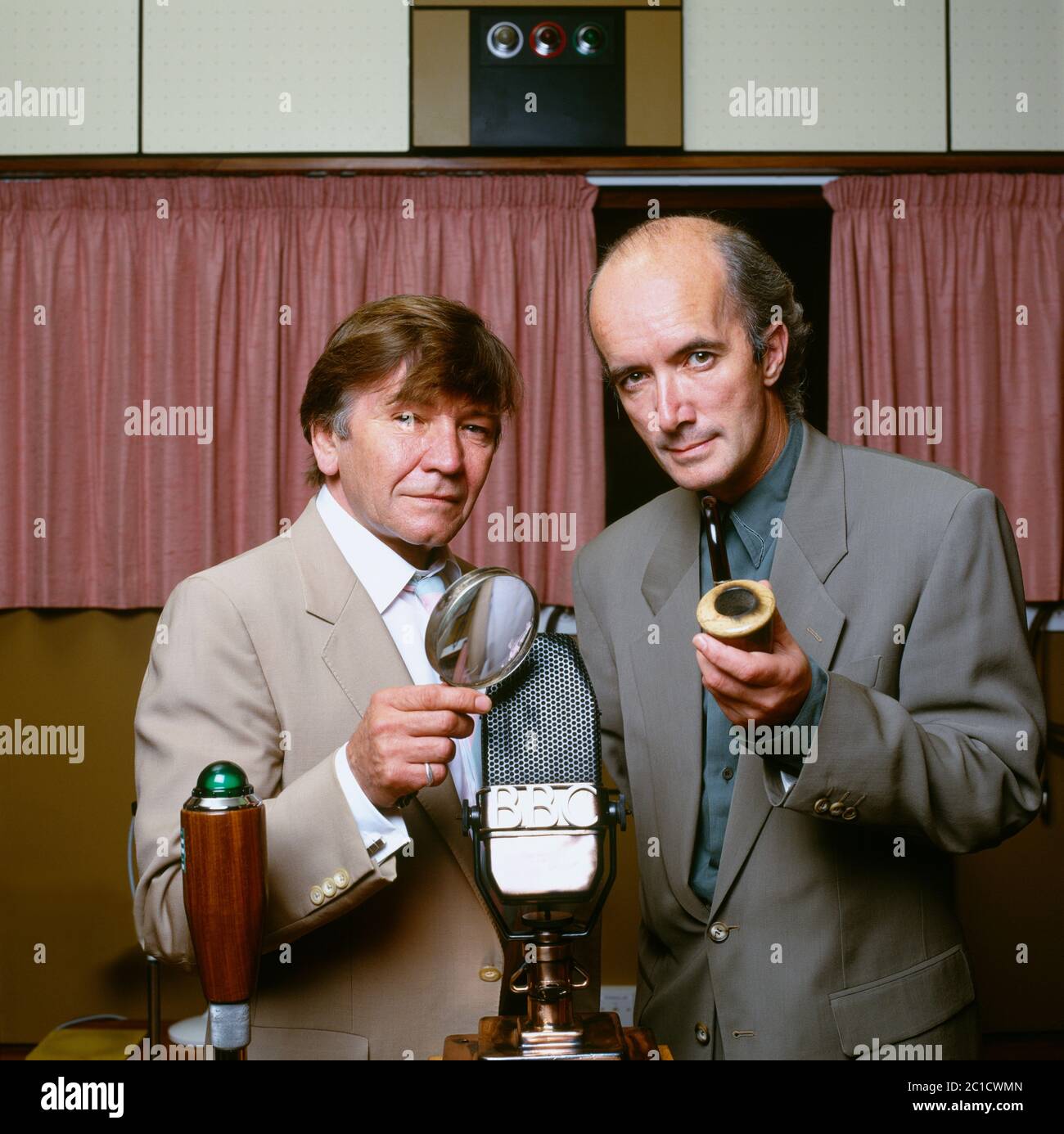 Schauspieler Michael Williams und Clive Merrison in der Radioadaption von Sherlock Holmes Stockfoto