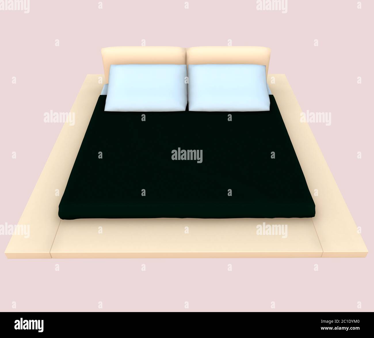 Moderne Schlafzimmer mit Luxusbett und Kissen. 3d-Rendering Stockfoto