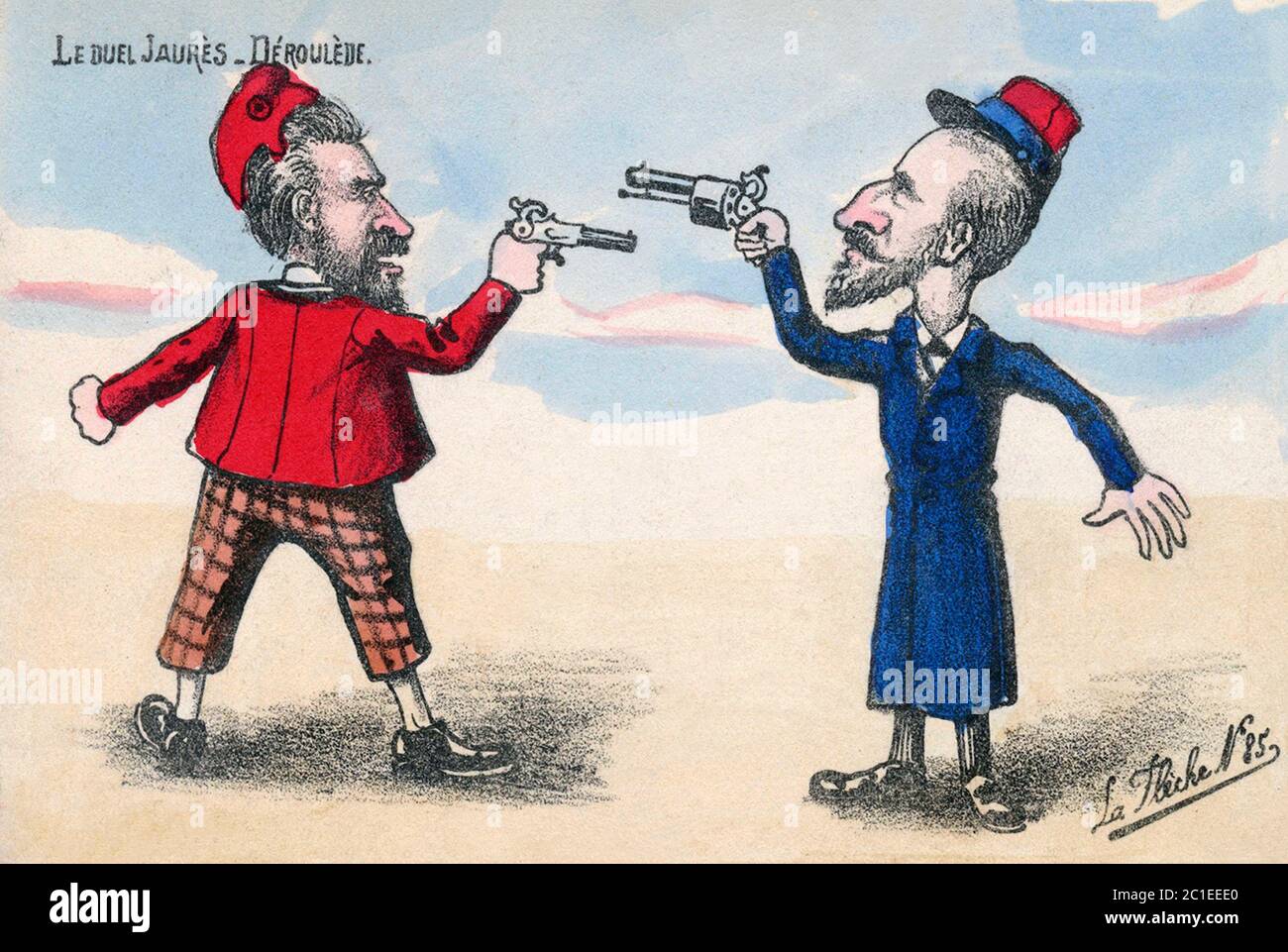 Dreyfus-Affaire. Politische Satire Postkarte. Die Dreyfus-Affäre war ein politischer Skandal, der die Dritte Französische Republik von 1894 bis zu ihrer res Stockfoto