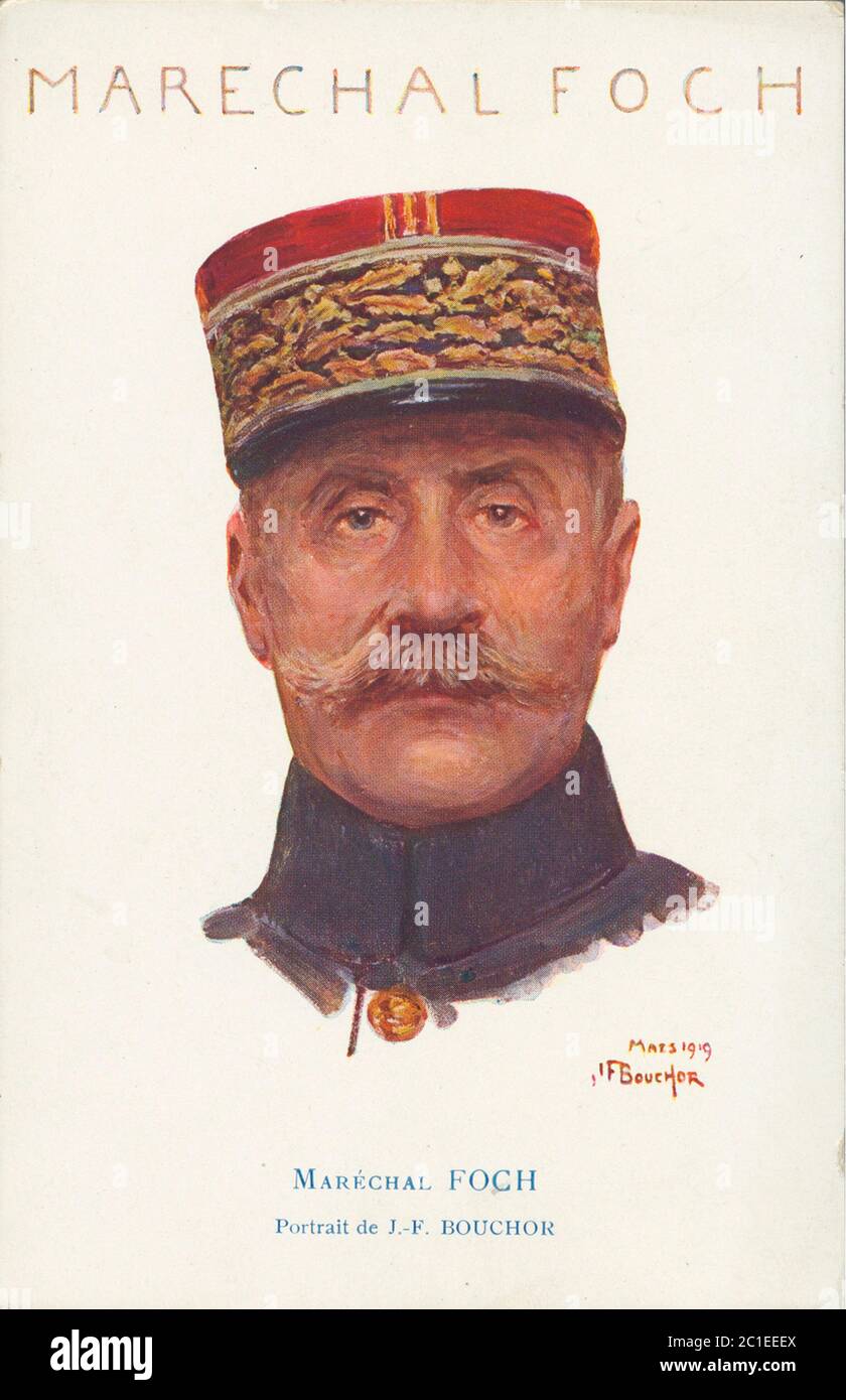 Ferdinand Foch (1851 – 1929) war ein französischer General und Militärtheoretiker, der während des Ersten Weltkriegs als Oberster alliierter Kommandant diente. Er suc Stockfoto