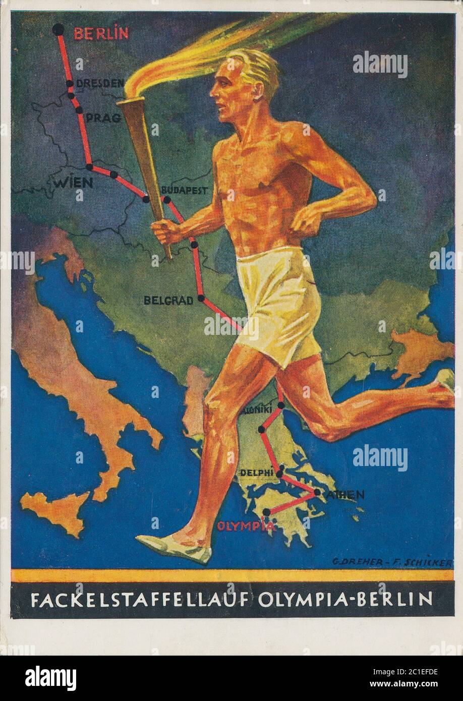 Die Olympischen Sommerspiele 1936, offiziell bekannt als Spiele der XI. Olympiade (deutsch: Spiele der XI.. Olympiade), war ein internationales Multisport-Event Stockfoto