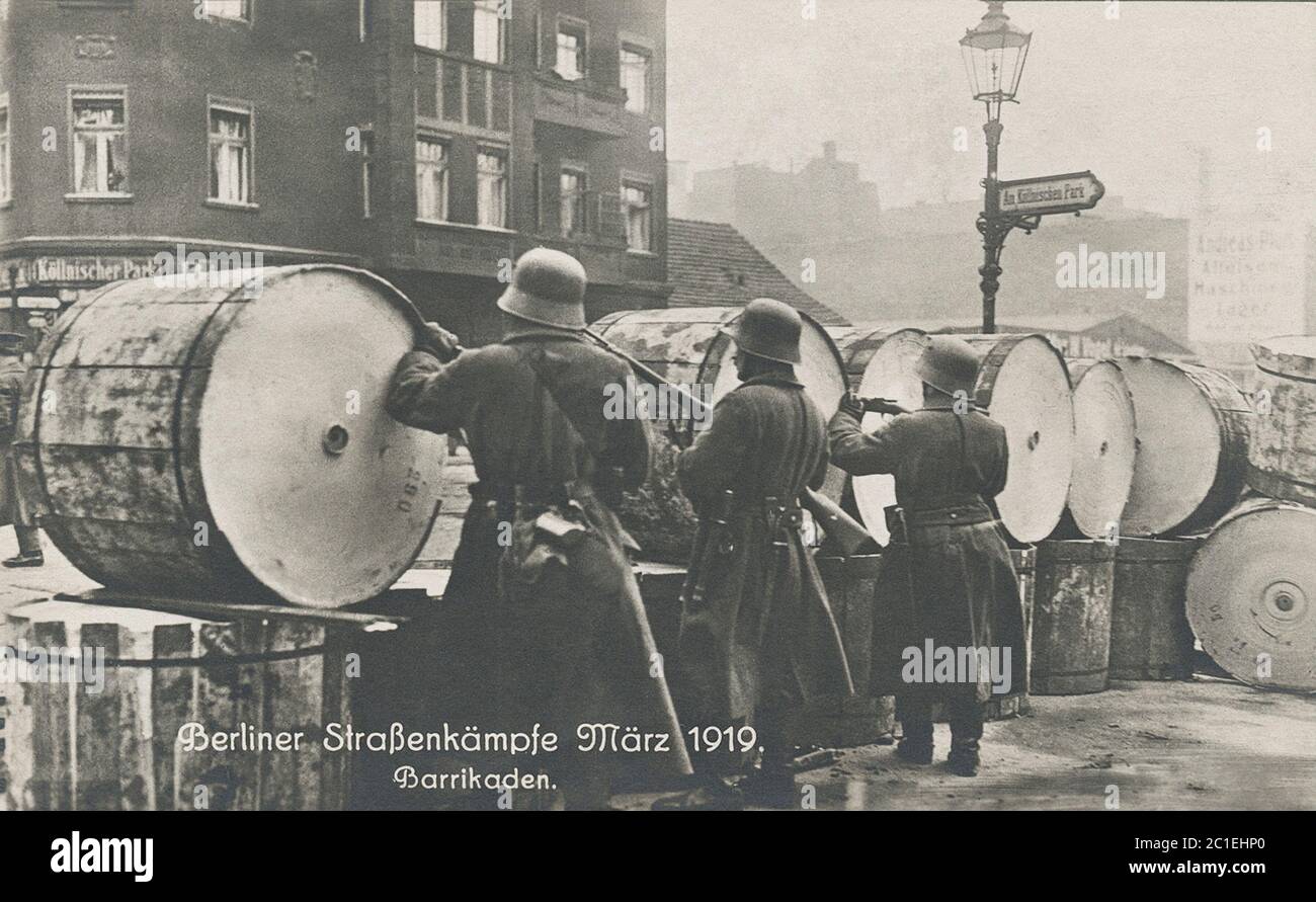 Straßenkämpfe in Berlin. März 1919. Stockfoto