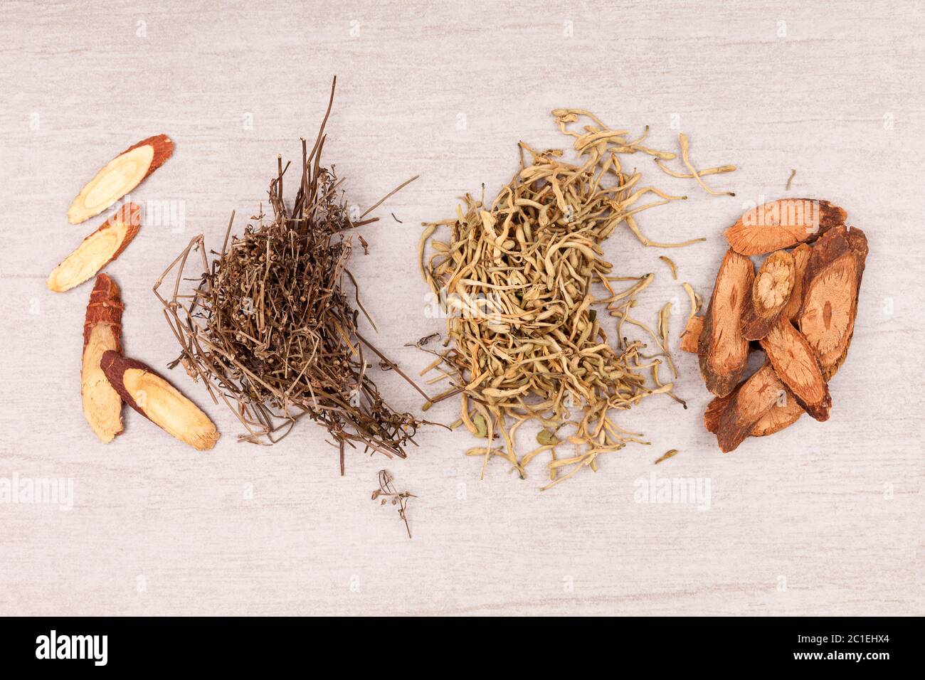 Chinesische Kräutermedizin auf Husten. Stockfoto